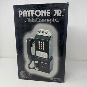 VTG Teleconcepts Payphone Jr Desktop Wall Mounted Coin Bank Black Preowned Retro